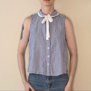 Alice Blue (ModCloth) Pinstripe Shirt, Blue